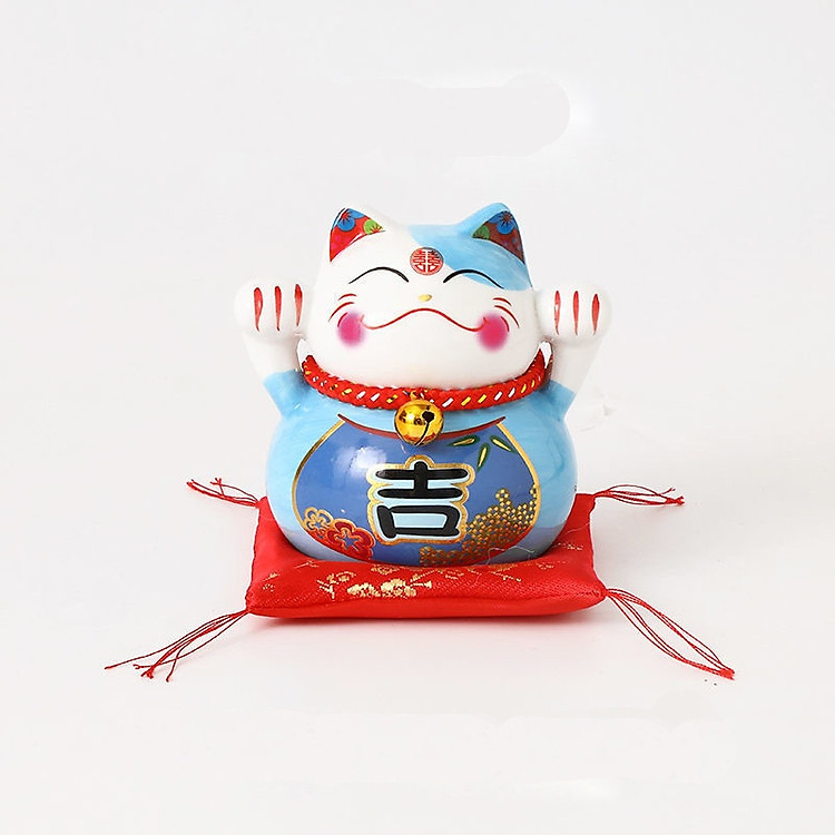 Mô hình Mèo Lucky Neko ống tiết kiệm nhỏ (Màu Xanh)