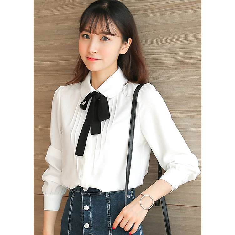 Sơ mi nữ kèm dây nơ sm117