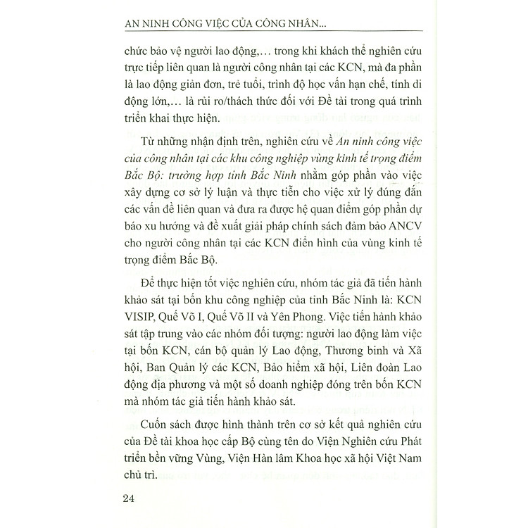 An Ninh Công Việc Của Công Nhân Tại Các Khu Công Nghiệp Vùng Kinh Tế Trọng Điểm Bắc Bộ - Trường Hợp Tỉnh Bắc Ninh - Ảnh 5
