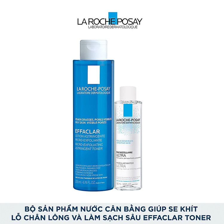 Bộ sản phẩm nước cân bằng giúp se khít lỗ chân lông và làm sạch sâu La Roche-Posay Effaclar Toner 200ml