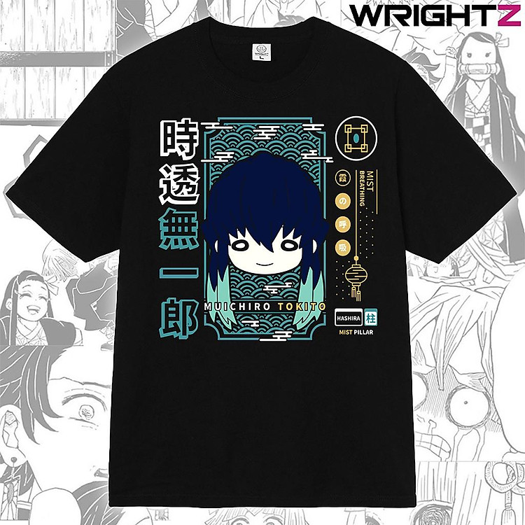 Áo thun Kimetsu no Yaiba Hà Trụ Muichiro Tokito Demon Slayer Thanh Gươm Diệt Quỷ Anime Manga cotton form rộng unisex