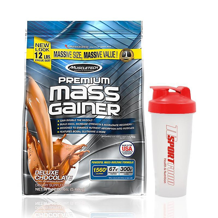 Sữa tăng cân, tăng cơ nhanh MuscleTech Premium Mass Gainer 12lbs (5,4kg) – Hỗ trợ tăng cân, tăng sức mạnh, phát triển cơ bắp dành cho người tập thể hình và thể thao - Bao bì mới - Hàng chính hãng Muscletech USA - Kèm quà tặng