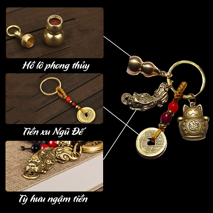 Móc Khóa 12 Con Giáp Phong Thủy Bằng Đồng Xu Ngũ Đế - Ảnh 6