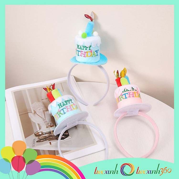 Cài tóc bánh sinh nhật có nến - Xanh - Ảnh 2