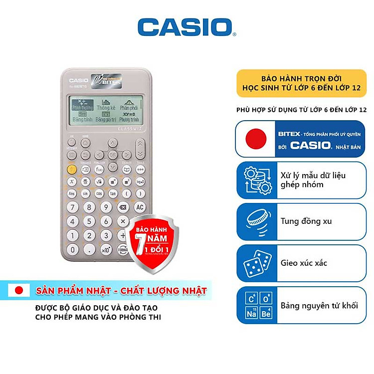 Máy Tính Casio Fx-880BTG (TL) Xám + Bút Bi Pilot BP-1RT - Ảnh 2