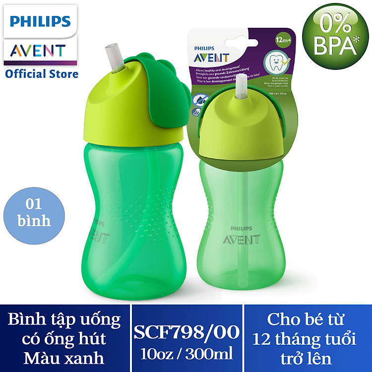 Bình tập uống bằng nhựa có ống hút hiệu Philips Avent (300ml/10oz) cho bé từ 12 tháng tuổi 798/00
