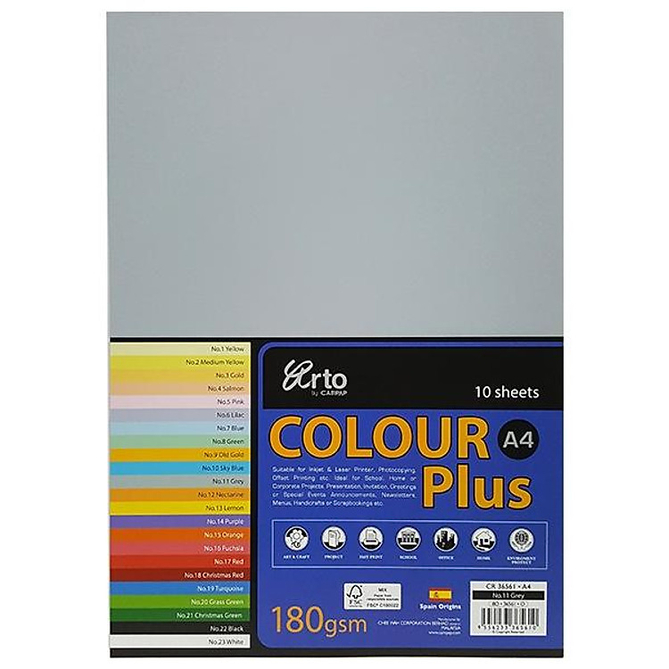 Tập Giấy Màu CAMPAP CR36561 (10 tờ, A4, màu xám)