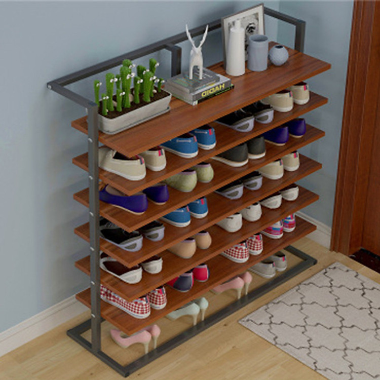 Giá để giày dép 6 tầng đa năng - Tủ kệ giày bằng gỗ khung sắt bền đẹp