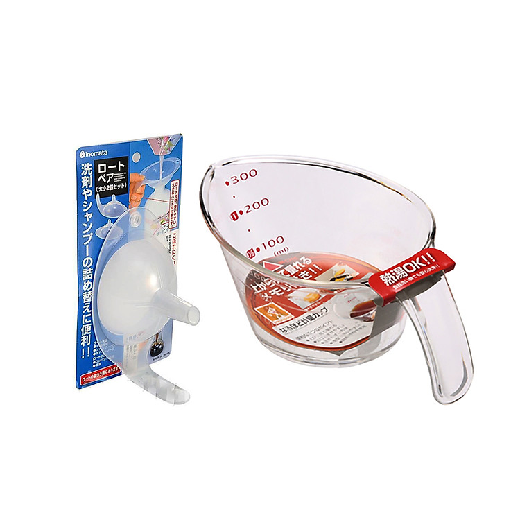 Combo Ca Đong Chia Vạch 300Ml + Phễu Nhựa Nhật Bản (2 Cái) - Nội Địa Nhật Bản
