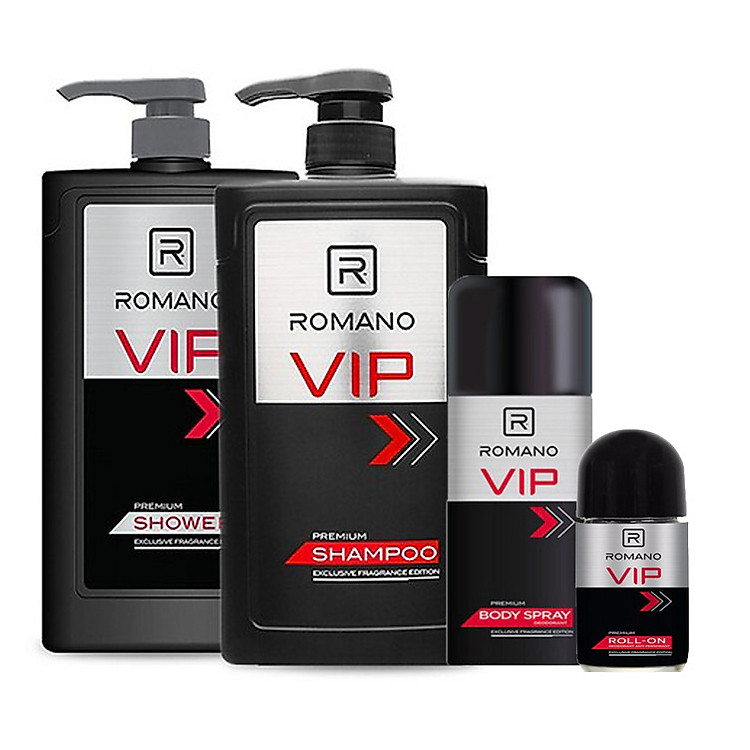 Combo Romano VIP: Dầu gội 650g, Sữa tắm 650g, Xịt khử mùi 150ml - Tặng kèm lăn khử mùi 40ml