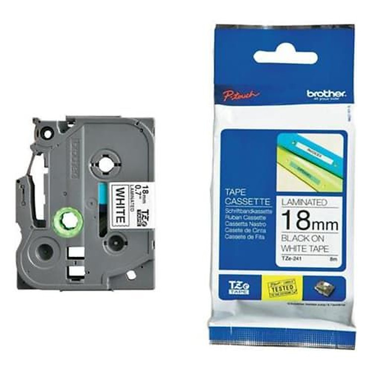 Nhãn In Tiêu Chuẩn Brother TZe-241, Chữ Đen Nền Trắng (18mm) - Hàng Chính Hãng