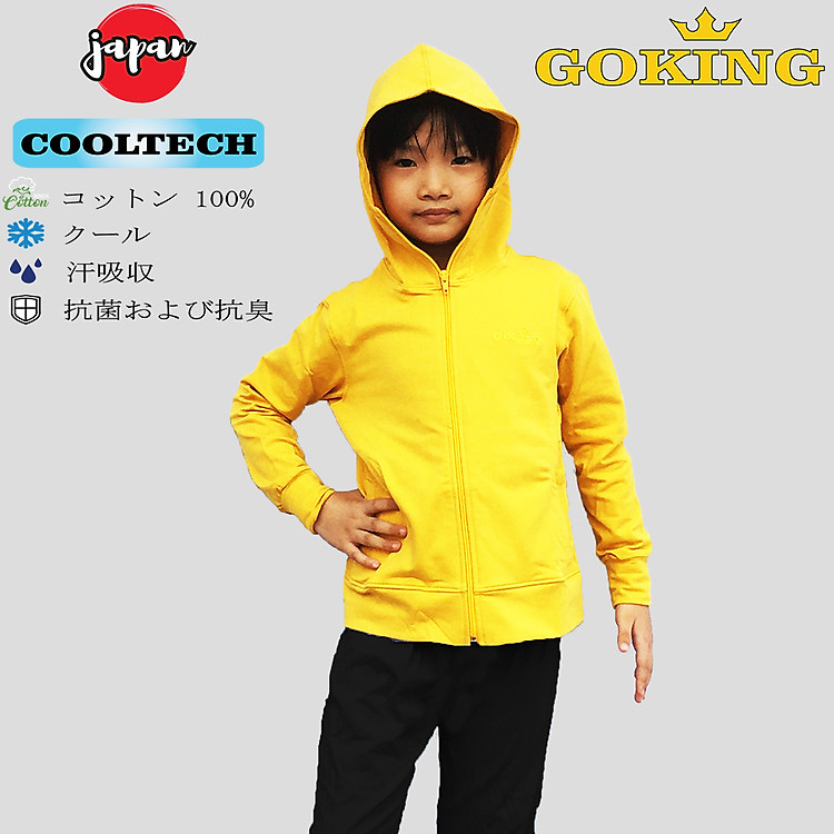 Áo khoác chống nắng vải da cá trẻ em GOKING, 100% cotton thoáng mát, thấm hút mồ hôi, khử mùi, kháng khuẩn, chống tia UV, 6 túi hiện đại