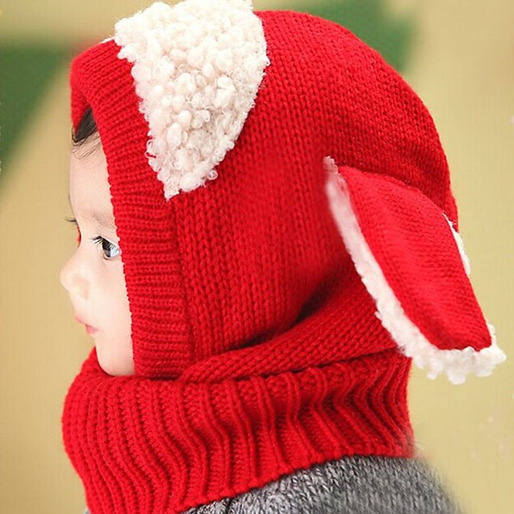 Mũ, Nón Len Tai Cừu Giữ Ấm Cho Bé Yêu Tặng Kèm Yếm Ăn Dặm