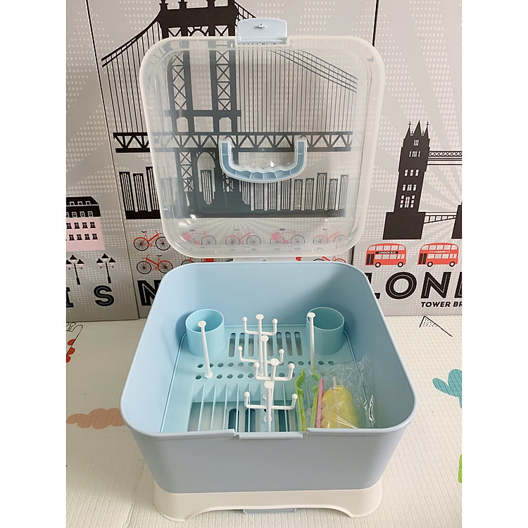 Hộp phơi bình sữa kèm giá treo Royalcare/ TẶNG CỌ RỬA & KẸP GẮP