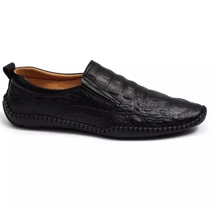 Giày Lười Nam Da Bò Vân Cá Sấu, Giày Bệt Nam Da Bò, Đế Cao Su Đi Êm Ái, Phong Cách Hiện Đại Cực Bền.