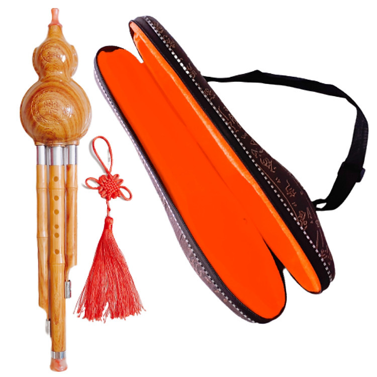 Sáo Bầu Nạm Ngọc Màu Cam (Kèm Hộp Đựng)