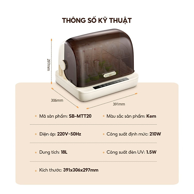 Máy sấy tiệt trùng Bear SB-MTT20 Chính hãng Giá rẻ - Hình ảnh 5