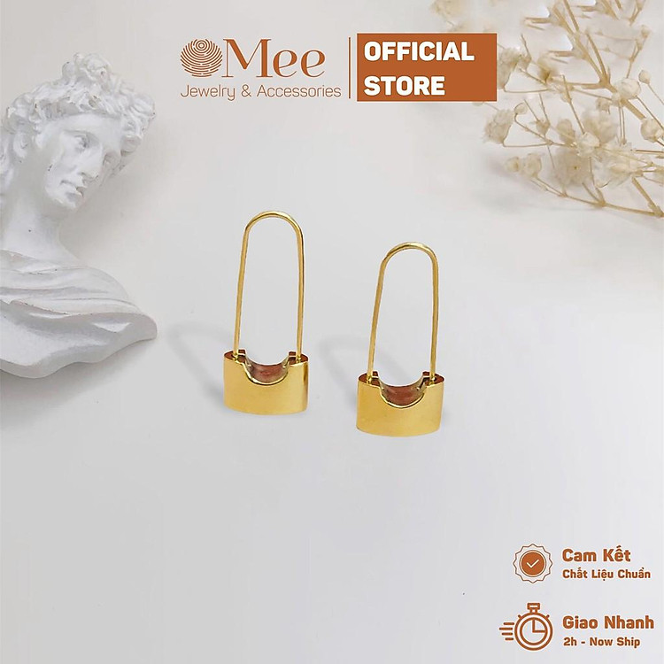 Bông tai MEE hình khoá cá tính, khuyên tai nam nữ unisex - E6536