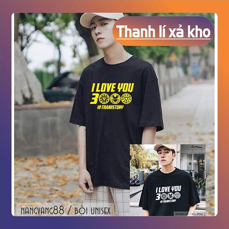 Áo Thun Tay Lỡ in chữ I LOVE YOU 3000