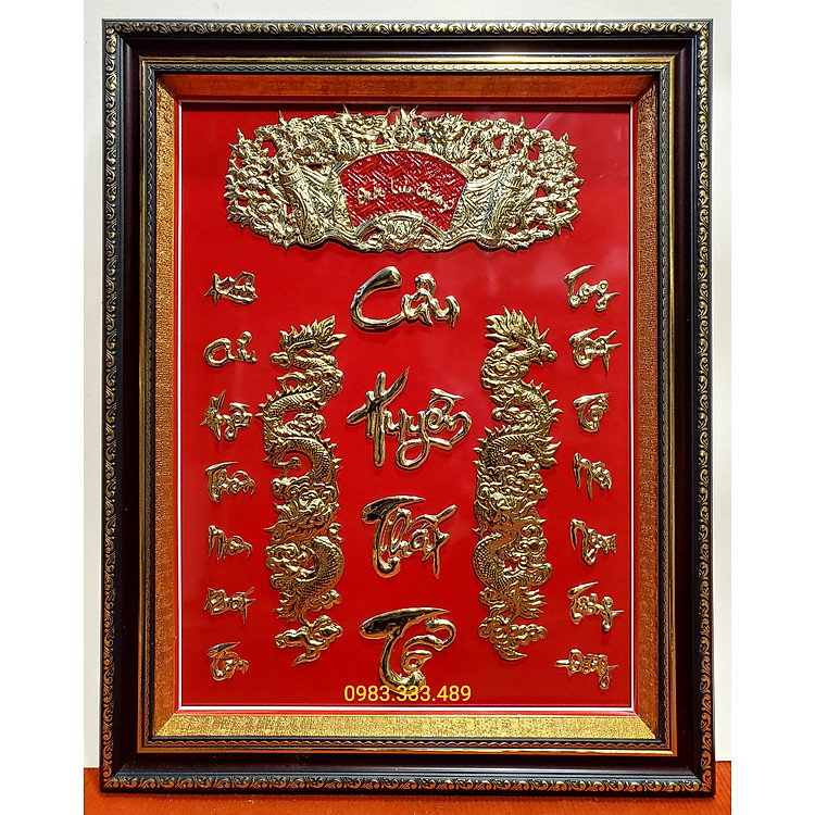 Liễn thờ gia tiên - CỬU HUYỀN THẤT TỔ bằng đồng vàng