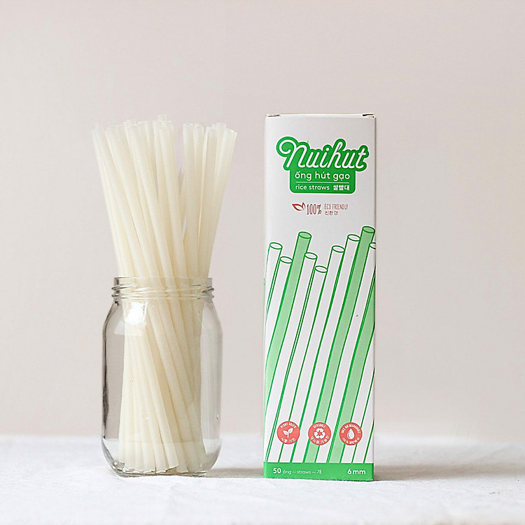 Ống hút gạo cho nước, cafe (6mm) - Hộp 50 ống - Màu trắng tự nhiên