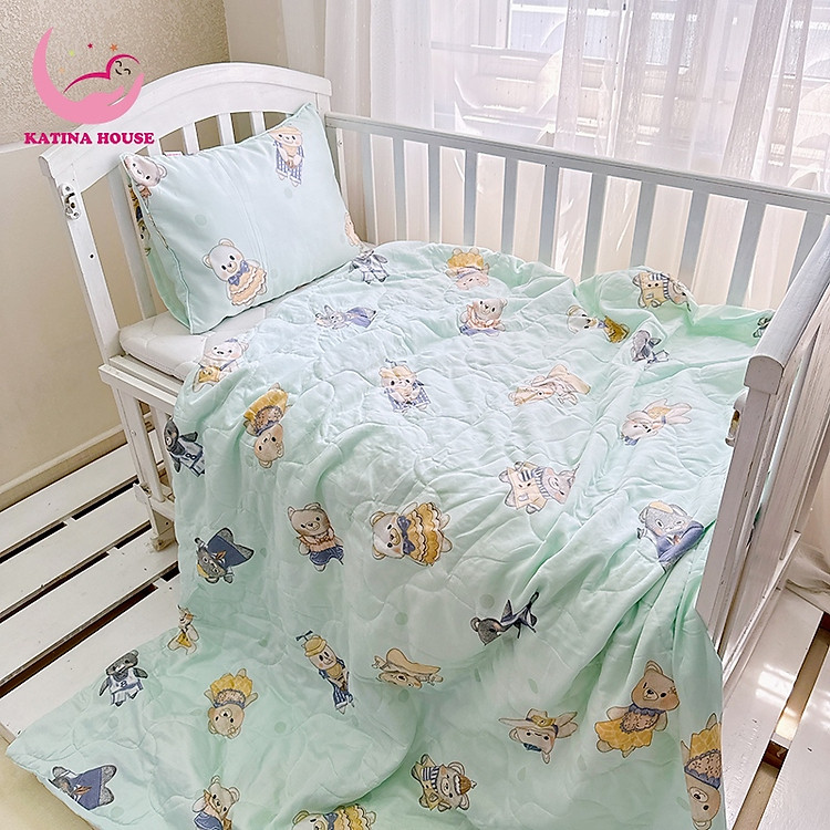 Bộ chăn gối cho bé Katina House, vải tencel siêu mềm mát, mịn êm, phù hợp 5-10 tuổi