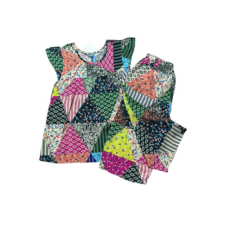 Đồ bộ nữ mặc nhà, Bộ ngủ nữ chất tole lanh loại 1, áo tay cánh tiên quần lửng ảnh thật - TL40