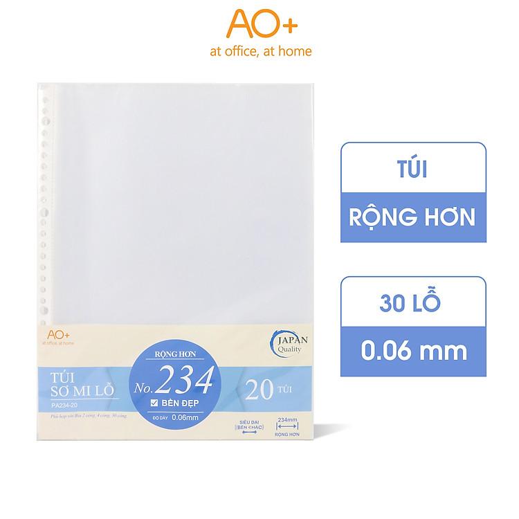 Bìa Lỗ A4 AO+ (Xấp 20 cái) – Dày 0.06 mm