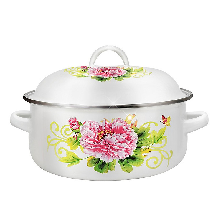 Nồi thép carbon tráng men đáy từ cao cấp (hoa văn ngẫu nhiên)