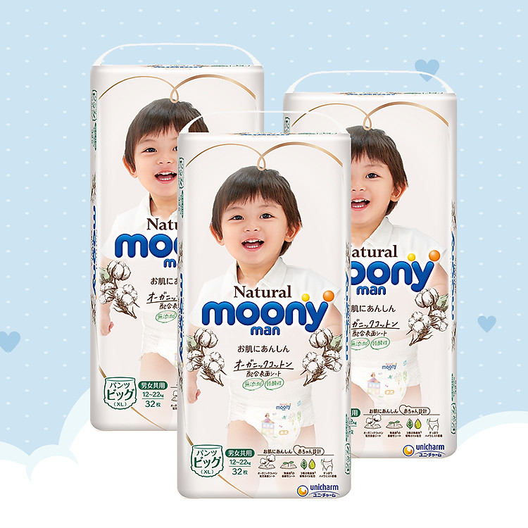 Combo 3 Bịch Bỉm Quần Moony XL Chính hãng Giá rẻ - Hình ảnh 2
