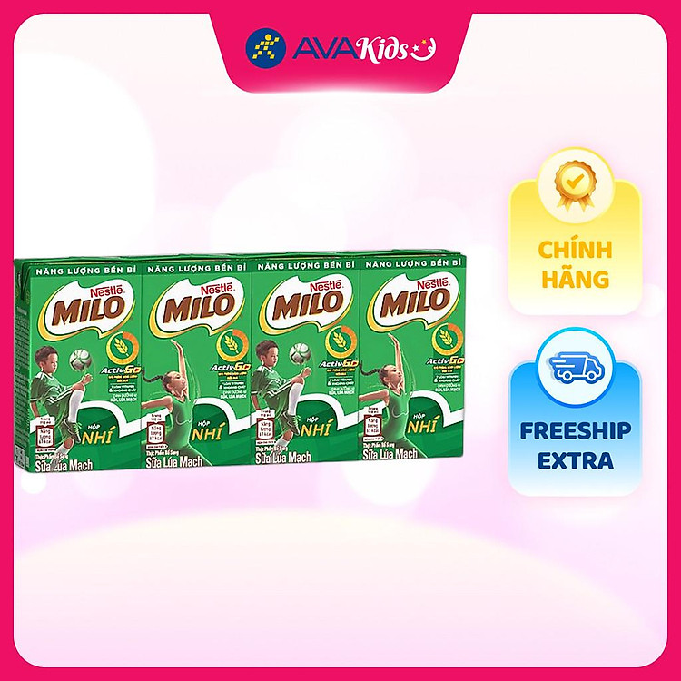 Lốc 4 hộp thức uống lúa mạch Nestlé Milo 110 ml (từ 2 tuổi) - Hàng Chính Hãng