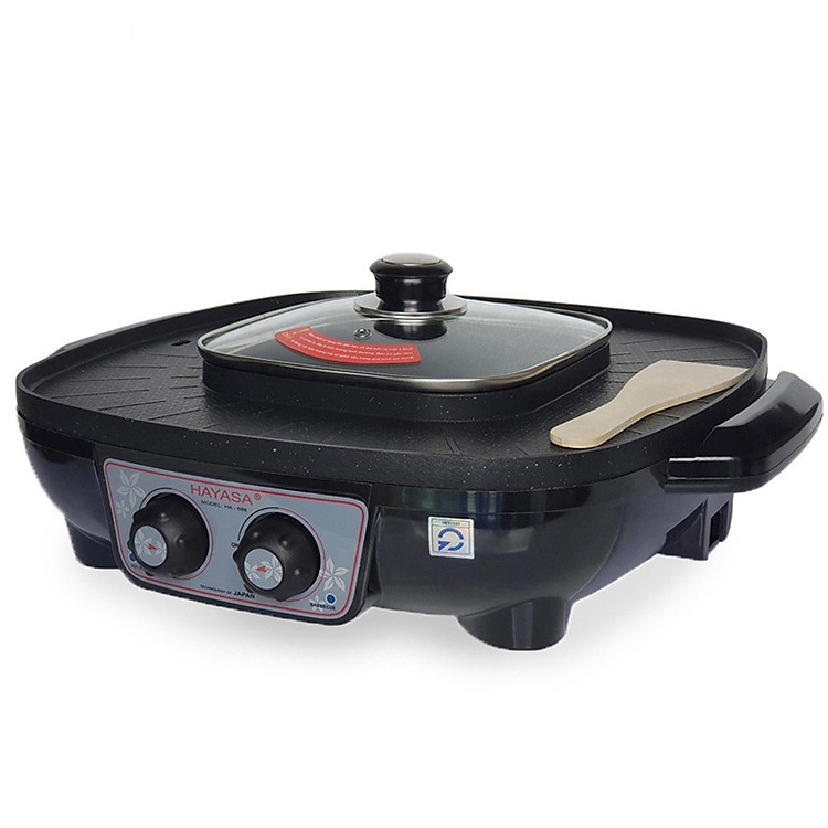 Nồi Lẩu Điện Nướng Vuông 2 trong 1 Đa Năng Hayasa HA-688-Hàng chính hãng