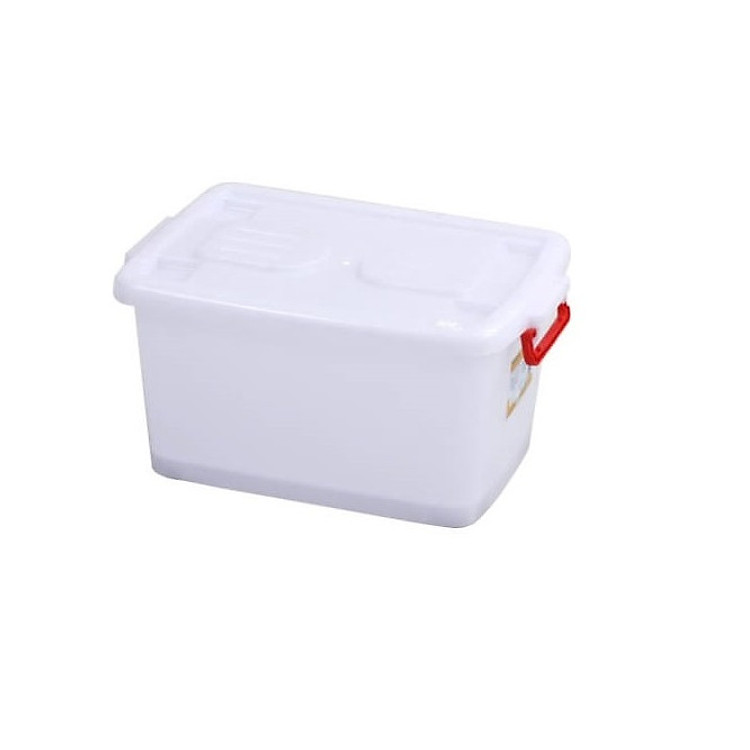 Thùng nhựa vuông đa năng 55L có bánh xe (quai màu ngẫu nhiên)