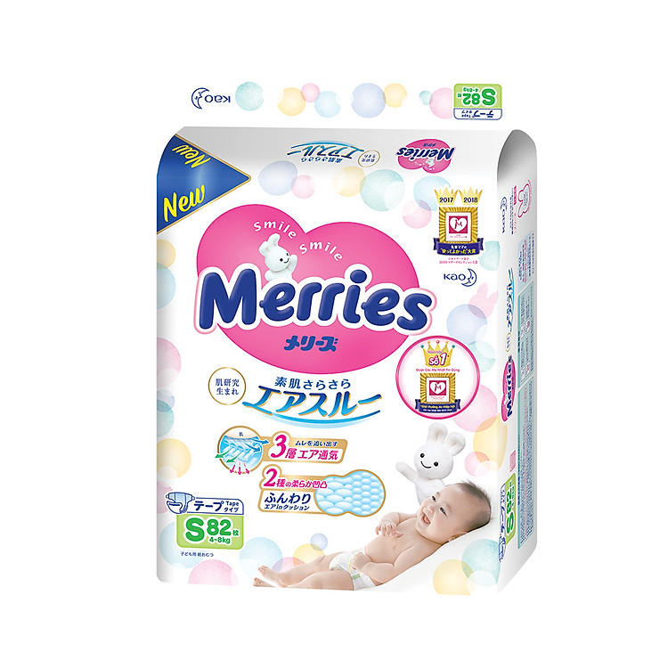 Mua Tã Dán Merries S-82 (82 Miếng) Chính hãng Tiết kiệm