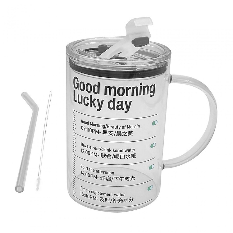 Straw Glass Cup 1000ml Durable Coffee Tumbler for Hot Drinks Tea Coffee