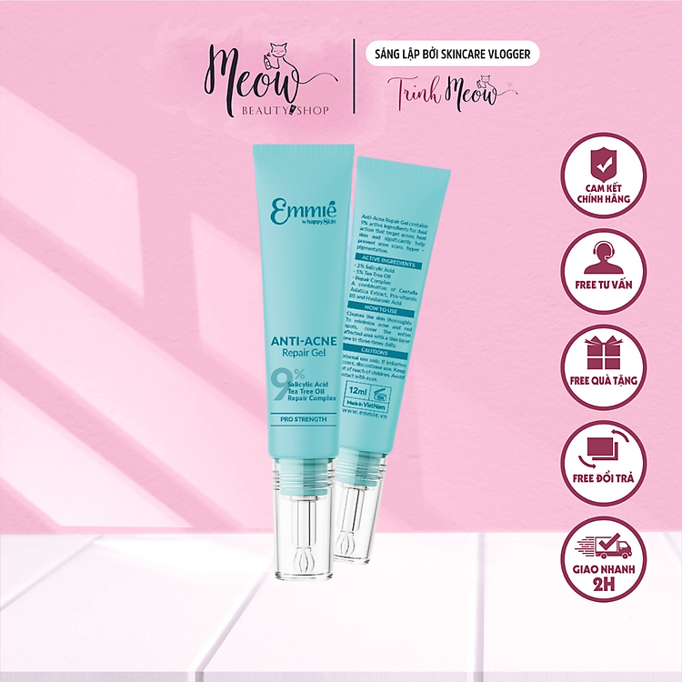 Gel chấm mụn cấp tốc 3 tác động Anti Acne Repair Gel Emmie By HappySkin 12ml