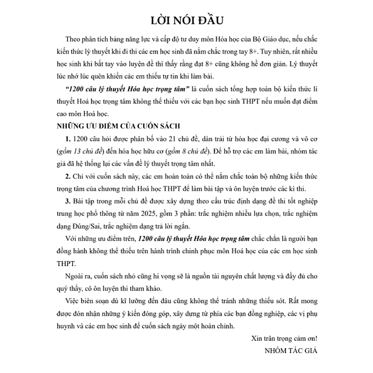 1200 câu hỏi lí thuyết Hóa học (Dành cho ôn thi tốt nghiệp THPT 2025) - Ảnh 3