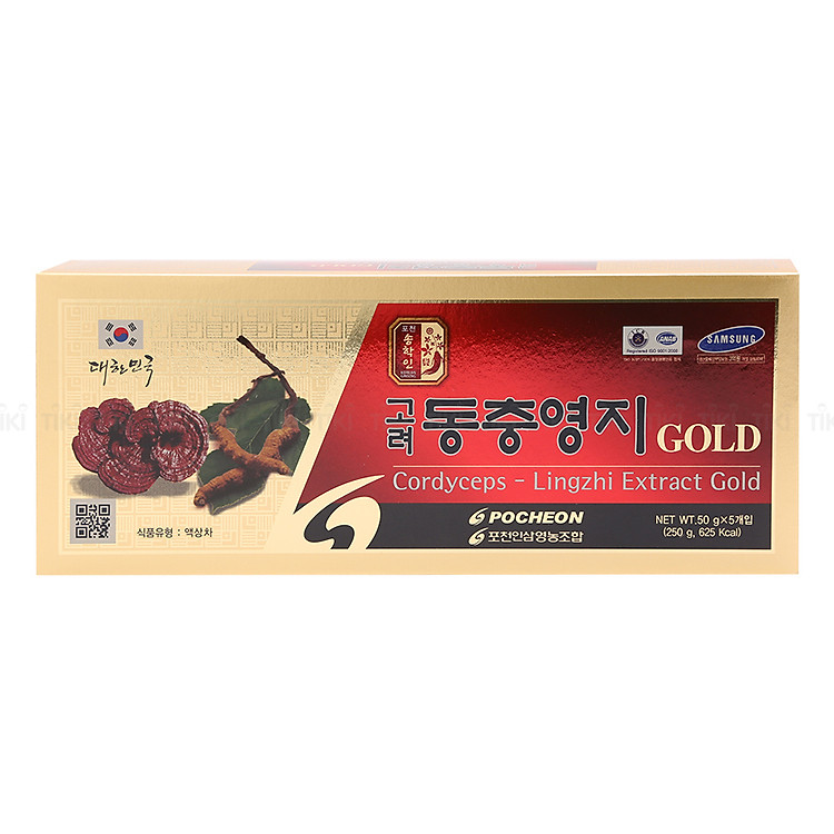 Cao Linh Chi Đông Trùng Hạ Thảo Pocheon Hàn Quốc (50g X 5 Lọ)