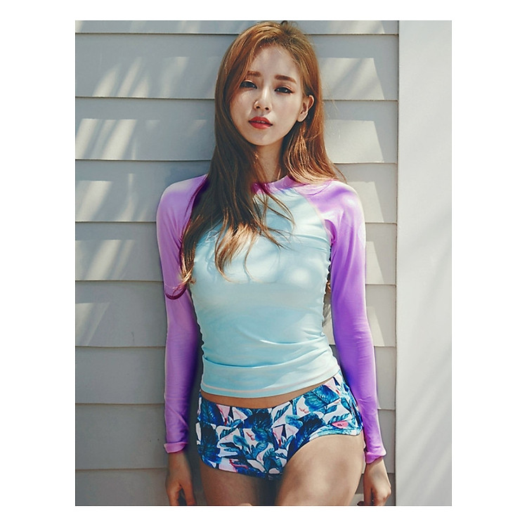 Đồ Bơi Nữ Hai Mảnh Đồ Bơi Tay Dài Che Nắng Thun Co Giãn Kiểu Dáng Cute AT138 MayHomes