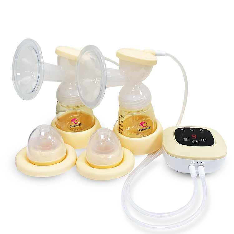 Máy hút sữa điện đôi Kichilachi cao cấp, chất liệu PPSU, cảm ứng, sạc tích điện, 9 cấp lực hút