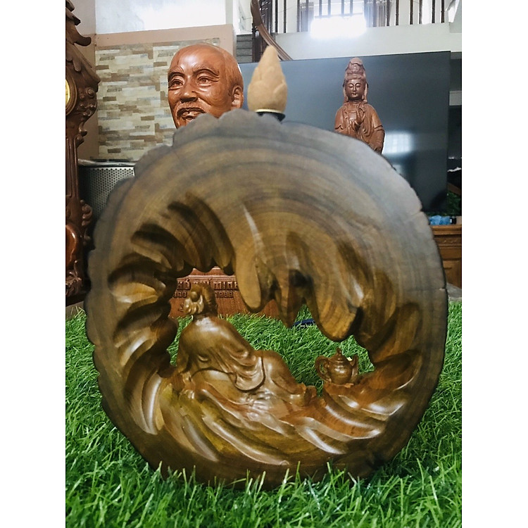 Tượng Ông Thần Trà Gỗ Bách Xanh (15×17×5cm) - Ảnh 2