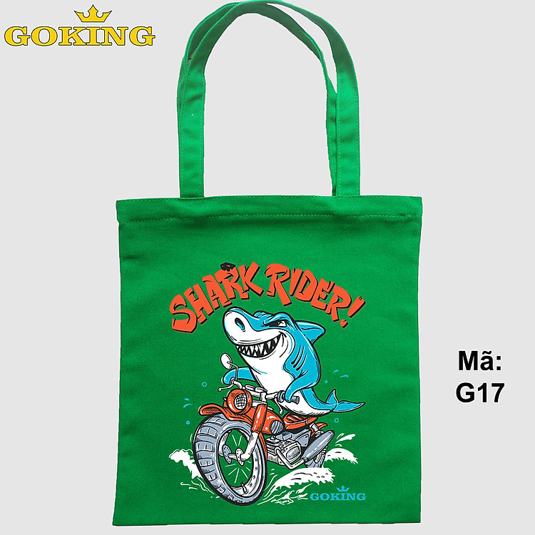Túi xách in hình Cá Mập, SHARK RIDER, mã G17. Quà tặng cao cấp cho gia đình, nam nữ cặp đôi, hội nhóm, doanh nghiệp