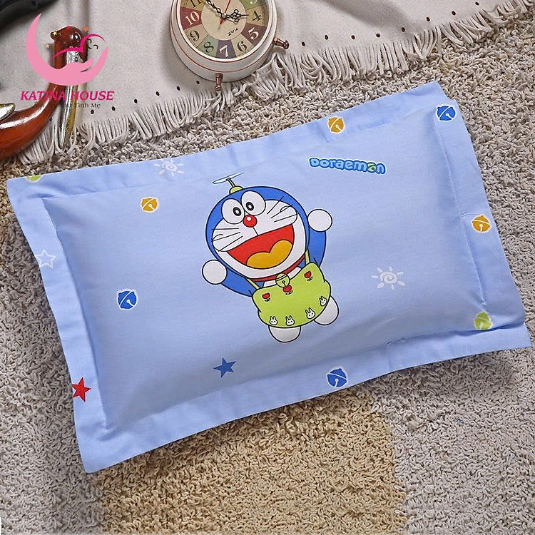 Gối cho bé 30x50cm gòn lông vũ, vải cotton 3D hoạt tiết sinh động, mềm mát giúp bé ngủ ngon
