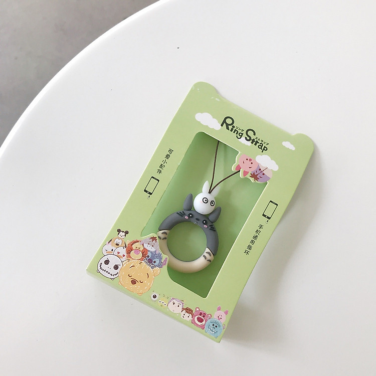Dây đeo điện thoại, bóp ví, móc khoá khoen tròn hình thú ngộ nghĩnh, loại ngắn xỏ ngón tay - Hàng chính hãng