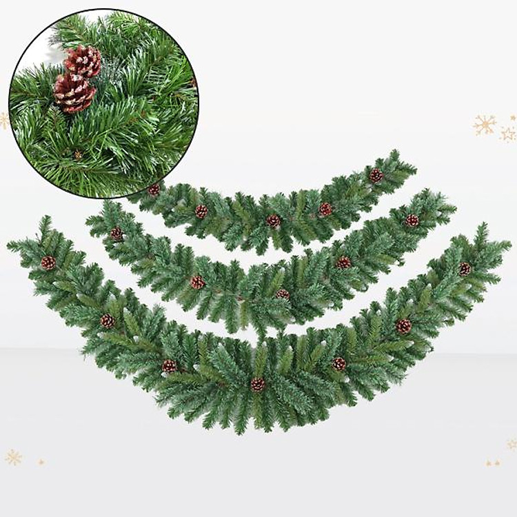 Dây Mây 3 Loại Lá Gắn Trái Thông - Trang Trí Noel 210 cm - Chaang Chiia LP-DM7-TDC