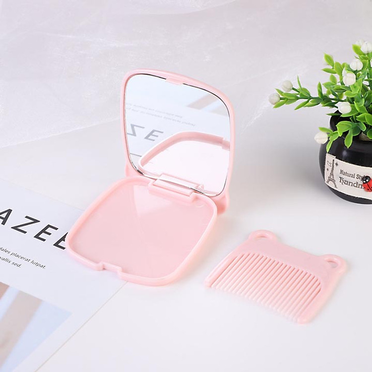 Bộ gương lược mini bỏ túi kiểu gấp gọn hình ảnh hoạt hình ngộ nghĩnh - giao mẫu ngẫu nhiên BGL39