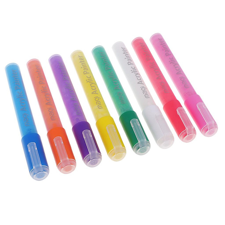 8 Colors Acrylic Paint Markers Pen, Art Permanent Paint Pens for Painting on Rock, Glass, Canvas, Fabric, Metal, Wood, Ceramic, Easter Egg, Christmas Ornament Coloring, DIY Craft Projects