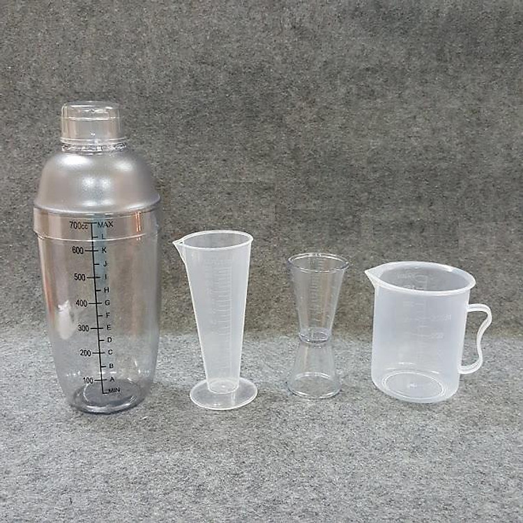 Combo 4 món pha chế quầy cà phê, sinh tố (Shaker 700ml In đậm)