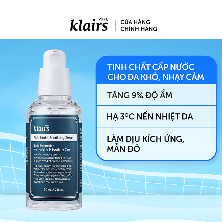 Tinh chất dưỡng da Dear, Klairs Rich Moist Soothing Serum 80ml