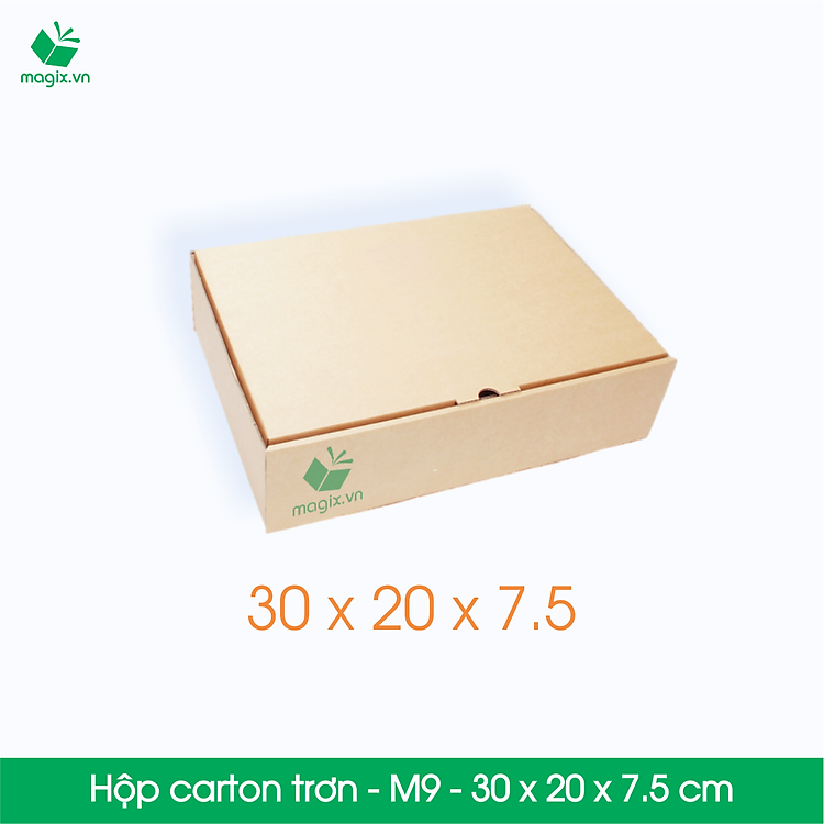 Thùng Hộp Carton Trơn M9 (30x20x7,5 cm – 50 chiếc)